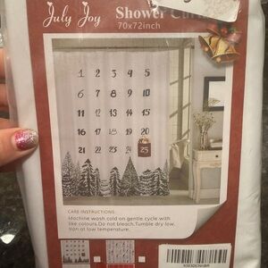 “July Joy” Red Christmas Truck And Tree 70”x 72” Shower Curtain NWT